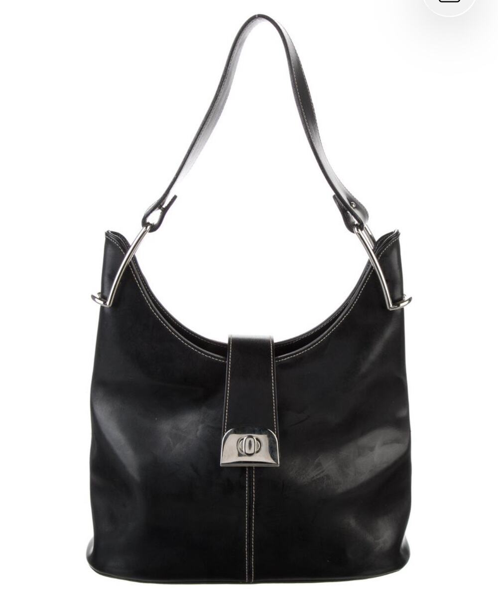 Atelier Delphine Black Leather with Silver Industrial Hardware Shoulder Bag